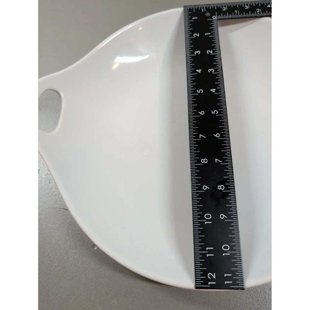 Home Essentials Pure White Ceramic Serving Bowl with Handles 13in Round Platter